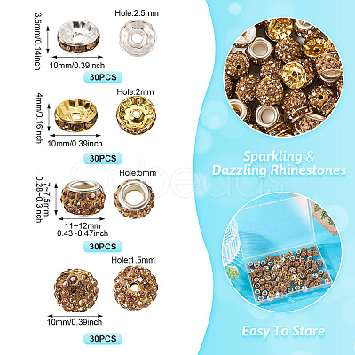 Handmade Polymer Clay Rhinestone Pave Disco Beads RB-TA0001-20B-1