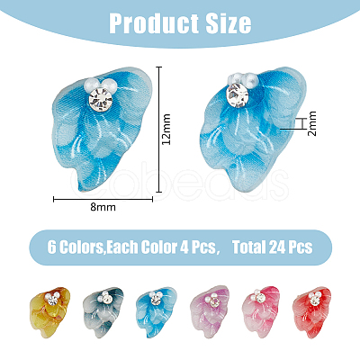 24Pcs 6 Colors Resin Rhinestone Cabochons MRMJ-HY0002-50-1