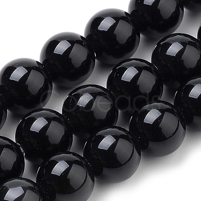 Natural Black Onyx Beads Strands X-G-S259-19-10mm-1