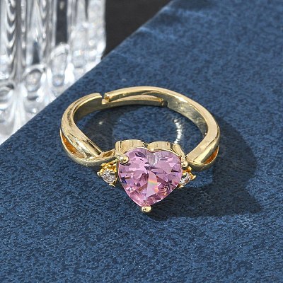 Brass & Cubic Zirconia Finger Rings CU-CBA7E55-17G-1