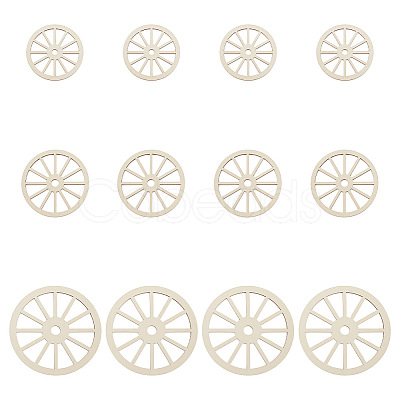 12Pcs 3 Style Unfinished Wood Slices WOOD-OC0002-79-1