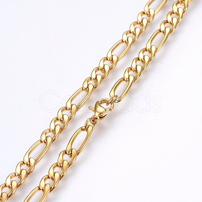 304 Stainless Steel Figaro Chain Necklaces MAK-L015-29B-1