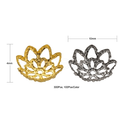 300Pcs 3 Style Iron Fancy Bead Caps IFIN-FS0001-07-1