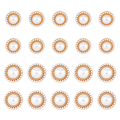 20Pcs 2 Style ABS Plastic Imitation Pearl Shank Buttons BUTT-DC0001-06KCG-1