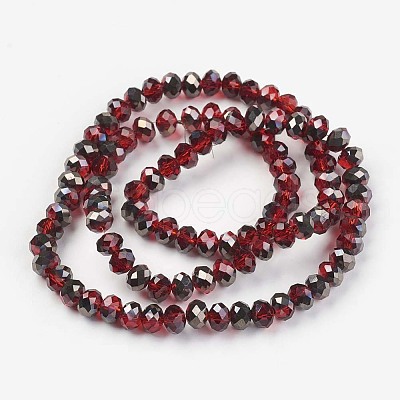 Electroplate Transparent Glass Beads Strands EGLA-A034-T8mm-P06-1