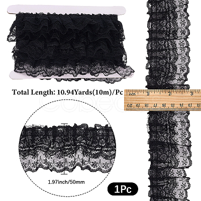 10M Double Layer Polyester Flower Lace Trim Ribbon OCOR-GF0004-58B-1