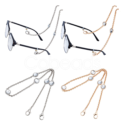 2Pcs 2 Colors Metal Crystal Rhinestone Purse Chains DIY-ME0001-52-1