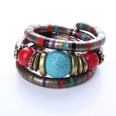 Personalized 3-Loop Iron Wrap Bracelets BJEW-JL120-1