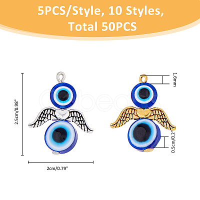 SUPERFINDINGS 5 Sets Evil Eye Resin Bead Pendants FIND-FH0009-10-1