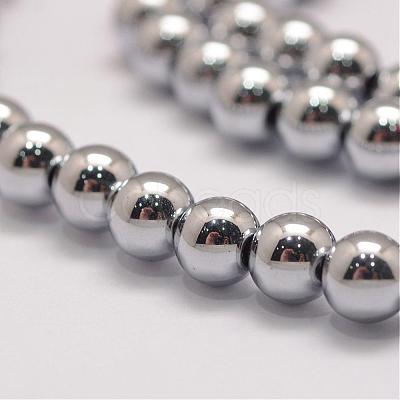 Grade AA Magnetic Synthetic Hematite Bead Strands G-P258-05-8mm-1