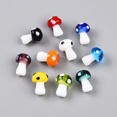 Mushroom Handmade Lampwork Beads Strands LAMP-R116-03A-1