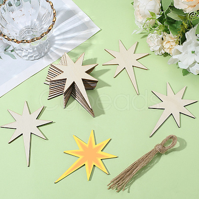 40Pcs Unfinished Wooden Star Pendants Set for Painting Arts WOOD-SP0001-43-1