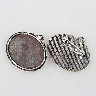 Vintage Alloy Brooch Cabochon Bezel Settings PALLOY-N0085-08AS-1