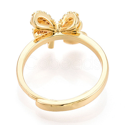 Bowknot Brass Micro Pave Cubic Zirconia Cup Peg Ring Settings LS-KK-N274-25G-1