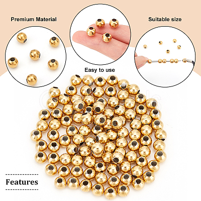 100Pcs Round PVD Vacuum Plating 304 Stainless Steel Beads STAS-DC0010-56A-1