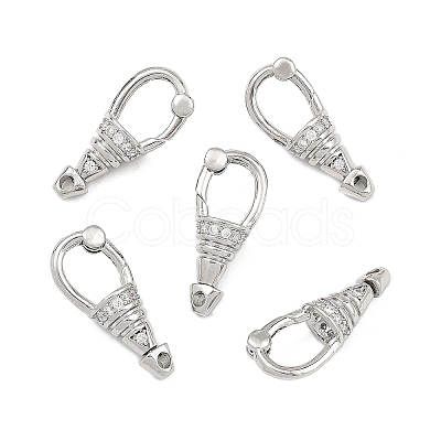 SHEGRACE Brass Micro Pave Clear Cubic Zirconia Spring Gate Clasps XGRQ58856-750P-1