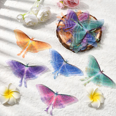 20Pcs 5 Colors Cloth Simulation Gauze Butterfly Ornament Accessories DIY-SP0005-69-1