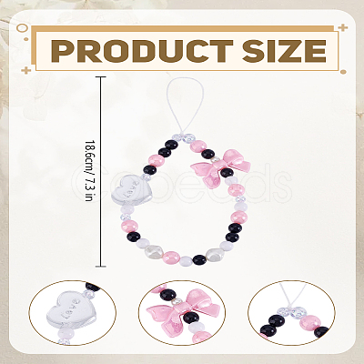 1Pc Valentine's Day Acrylic Beaded Mobile Straps for Women AJEW-LP0004-50-1