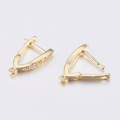 Brass Micro Pave Cubic Zirconia Hoop Earring Findings with Latch Back Closure LS-ZIRC-K075-30G-1