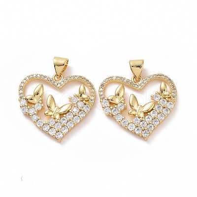 Brass Cubic Zirconia Pendants ZIRC-I062-05G-1