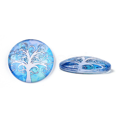 Half Round/Dome Tree Pattern Glass Flatback Cabochons for DIY Projects LS-GGLA-Q037-25mm-M28-08-1