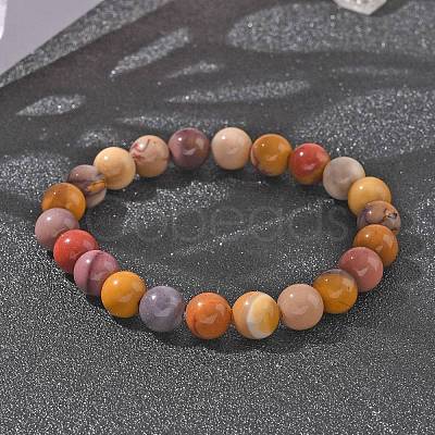 Natural Mookaite Beaded Stretch Bracelets X-BJEW-Q692-52-8mm-1