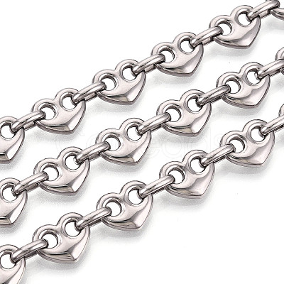 304 Stainless Steel Heart Link Chains CHS-Q009-03P-02-1