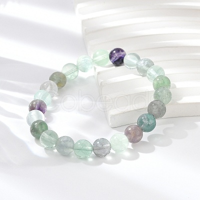 Natural Fluorite Stretch Bracelets BJEW-E373-8mm-10-1