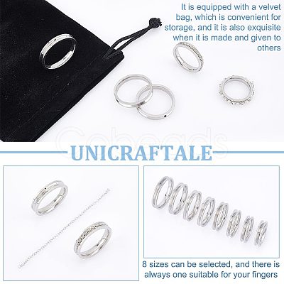 24Pcs 8 Size 201 Stainless Steel Grooved Finger Rings Set for Men Women RJEW-UN0002-40-1