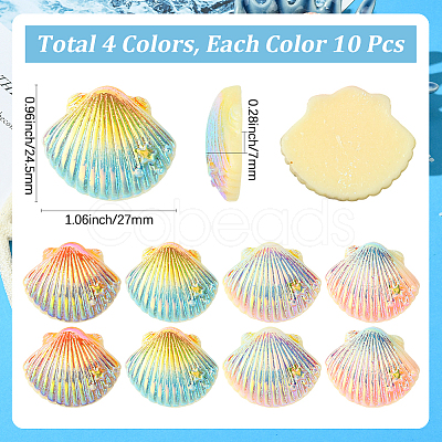 40Pcs 4 Colors Opaque Resin Cabochons CRES-SC0003-11-1