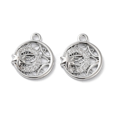 Brass Micro Pave Clear Cubic Zirconia Charms KK-F871-44P-1
