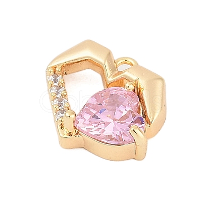 Brass Micro Pave Cubic Zirconia Charms ZIRC-P122-01C-G02-1