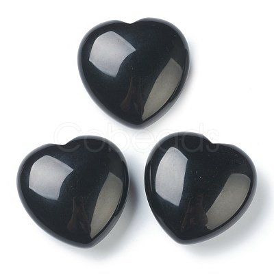 Natural Obsidian Heart Love Stone G-G973-08E-1