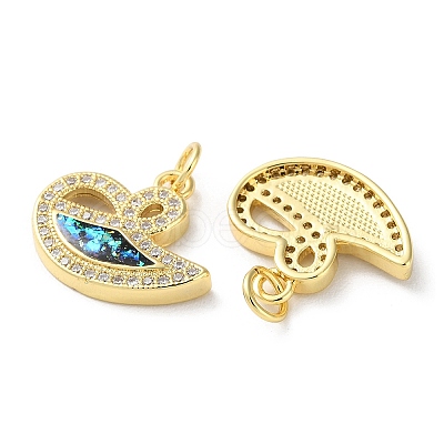 Brass Micro Pave Clear Cubic Zirconia Pendants KK-C045-42G-1