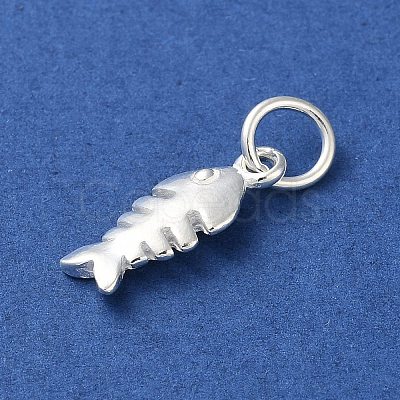 925 Sterling Silver Fish Charms with Jump Rings STER-E071-01S-07-1