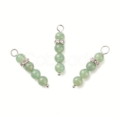 10Pcs Natural Green Aventurine Pendants PALLOY-JF01425-03S-1