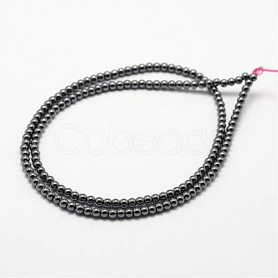 Grade AA Magnetic Synthetic Hematite Bead Strands G-P209-04-3mm-1