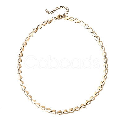 2Pcs 2 Colors 304 Stainless Steel Heart Link Chain Necklaces for Women NJEW-JN05898-1