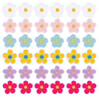 36Pcs 6 Colors Towel Embroidery Style Cotton Iron on/Sew on Patches DIY-GO0002-60-1