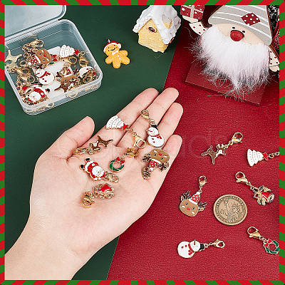 28Pcs 7 Style Christmas Theme Alloy Enamel Pendants HJEW-GA0001-15-1