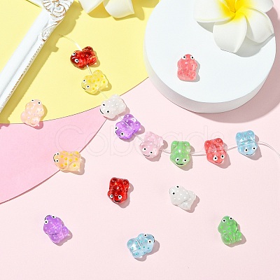16Pcs 8 Colors Transparent Glass Enamel Beads GLAA-CJ0002-66-1