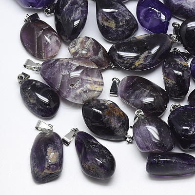 Natural Amethyst Pendants G-T122-32D-1