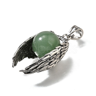 Natural Green Aventurine Round Pendants G-K339-03AS-12-1