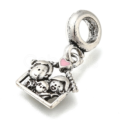 Rack Plating Alloy Pink Enamel European Dangle Charms PALLOY-A009-09AS-1