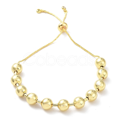 Long-Lasting Plated Brass Round Bead Slider Beacelets for Women Men BJEW-E089-01G-04-1