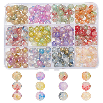 ARRICRAFT 240Pcs 12 Colors Baking Painted Crackle Glass Beads DGLA-AR0001-11-1