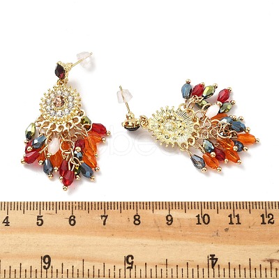 Bohemia Style Alloy Acrylic Tassel Dangle Stud Earrings for Women EJEW-G435-01G-1