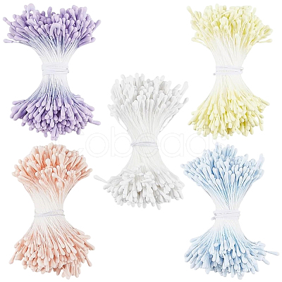 5 Bundles 5 Colors Gypsum with Cotton Cord Artificial Flower Core DIY-GF0014-07A-1