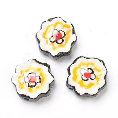 Handmade Porcelain Flower Beads Strands PORC-G006-14B-1