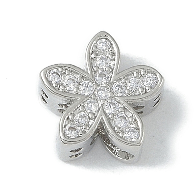 Rack Plating Brass Micro Pave Clear Cubic Zirconia Beads KK-A220-11A-P-1